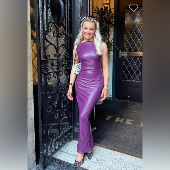 HOUSE OF‎ CB 'Sahara' Merlot Vegan Leather Maxi Dress NWOT size S - Picture 3 of 17